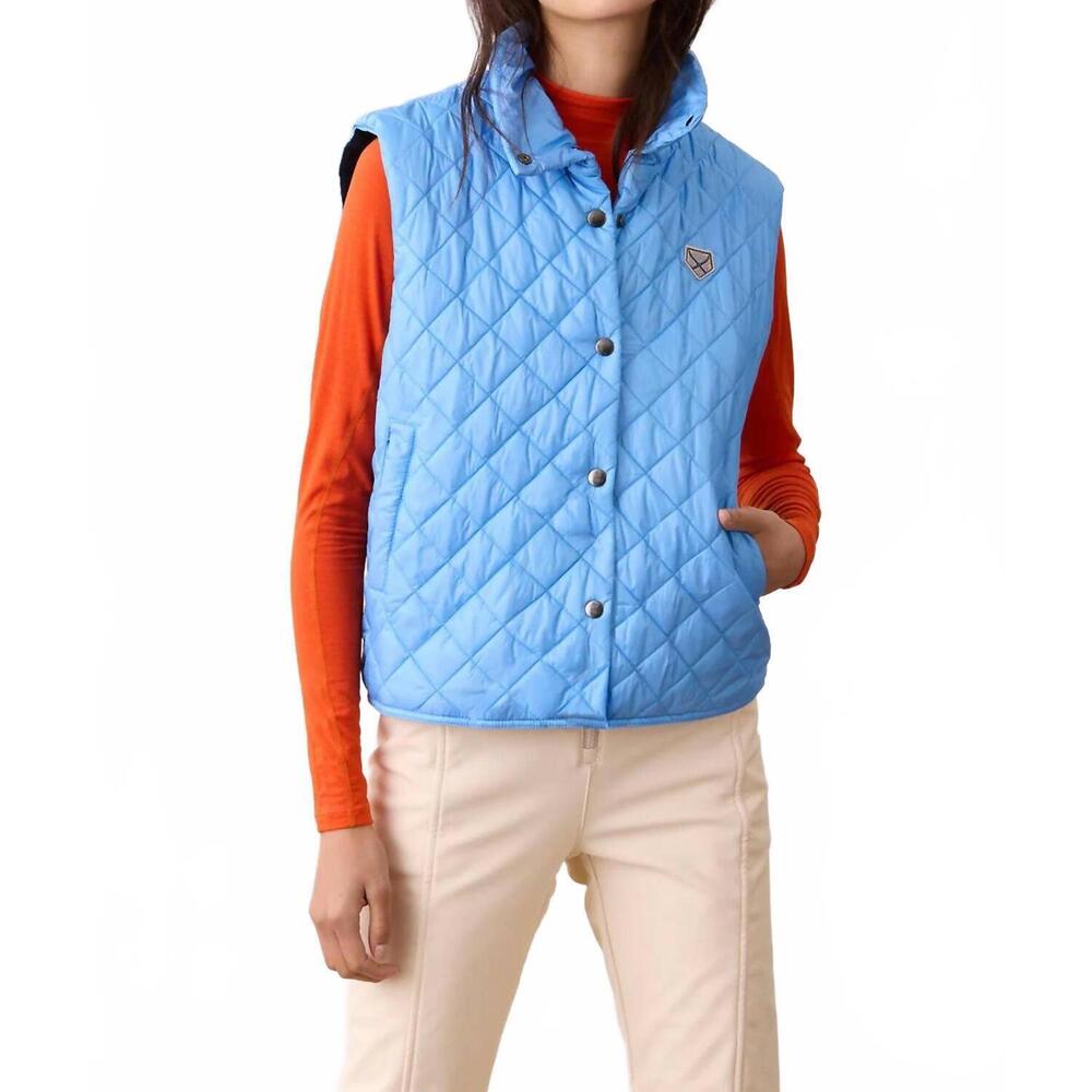NEW POWDER PUFF COLLECTION quilted recycled nylon vest in powder blue